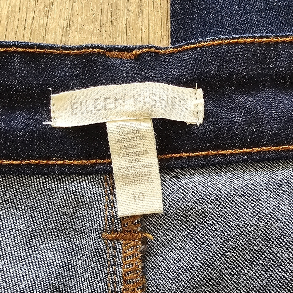 Eileen Fisher Stretch Organic Cotton High Waist Straight Ankle Jeans sz 10 - Picture 3 of 9